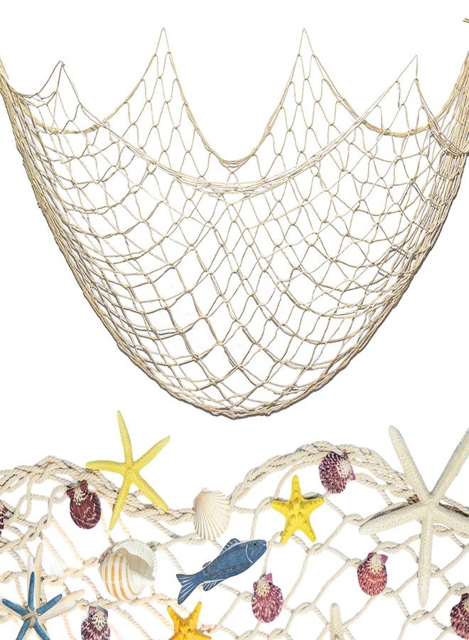 ZNBSIXP Fishing Net Decoration 79 x 39 Inch Natural Decorative Fish Net,Fish Netting for Decoration,Birthday Decorations Fishnet Decor,Decorative Fishing Nets for Wedding Beach Party - Image 1